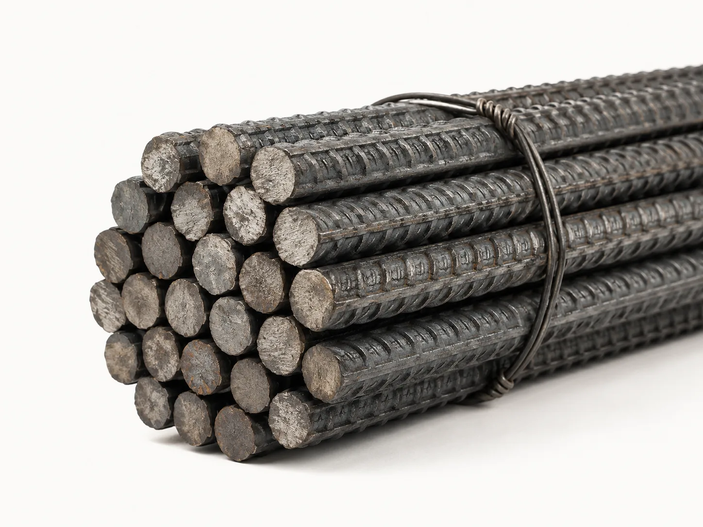 Bundle of deformed reinforcing bars (rebar) with ribs — Southend Philippines