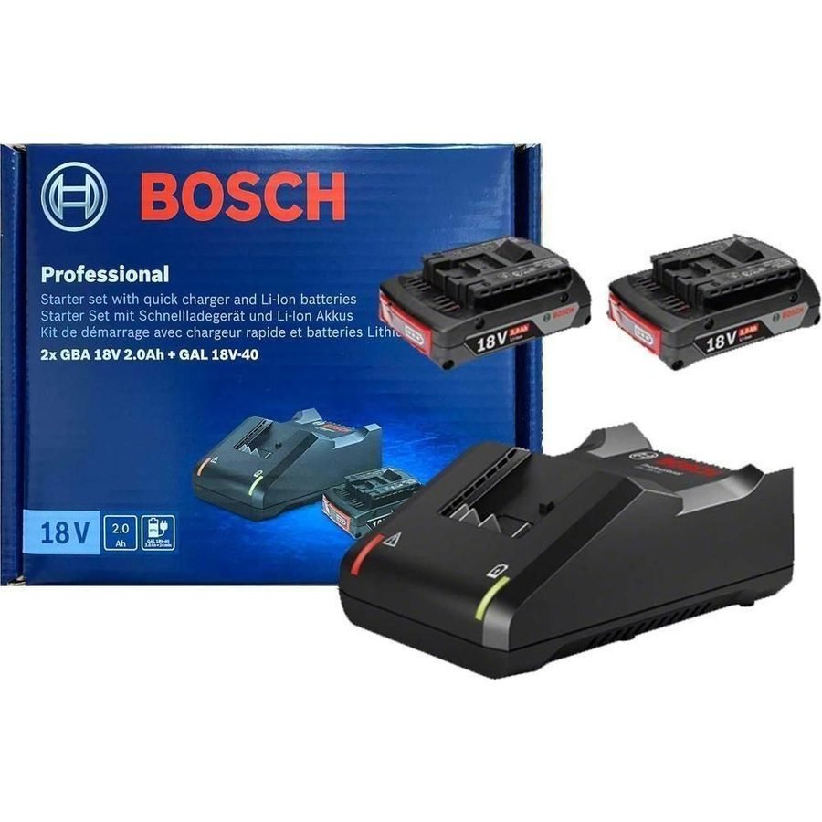 Bosch Bosch 18V Starter Kit 2x 2.0AH + GAL 18V-40 [Battery & Charger Bundle] (, Electrical Supply Motor Starters — Southend P