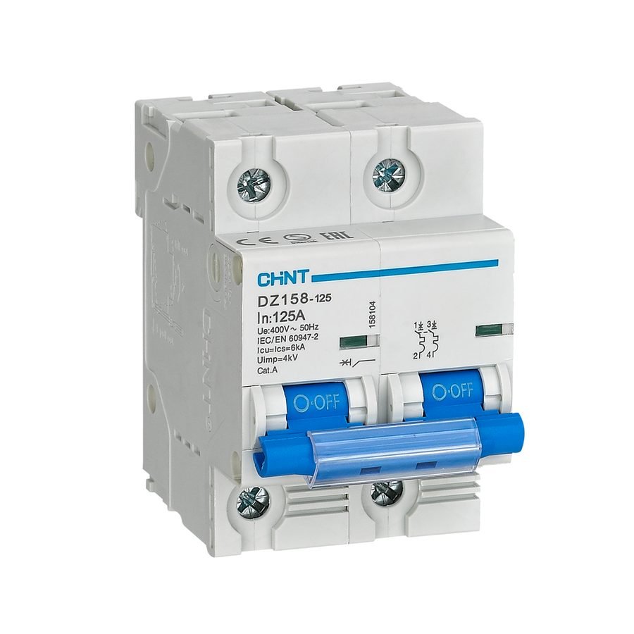 Chint Chint DZ158-125 2P 6KA 400VAC Main Miniature Circuit Breaker (3 Modules), Electrical Supply Circuit Breakers — Southend