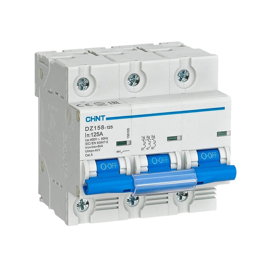 Chint Chint DZ158-125 3P 10KA 400VAC Main Miniature Circuit Breaker (4.5 Modul, Electrical Supply Circuit Breakers — Southend