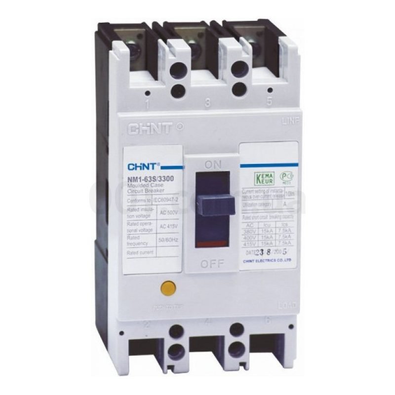 Chint Chint NM1-63S/3300 Moulded Case Circuit Breaker (Type S-3 Pole MCCB), Electrical Supply Circuit Breakers — Southend Phi
