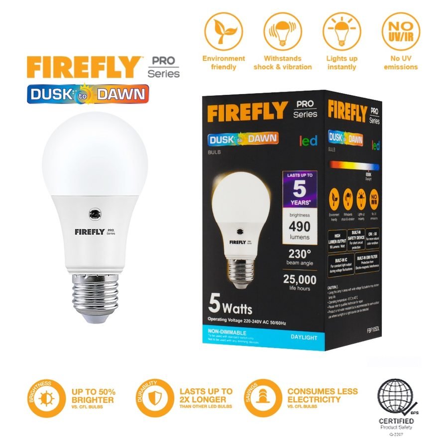 Firefly Firefly PRO Series FBF105 Functional LED Bulbs Dusk To Dawn, Electrical Supply Lighting — Southend Philippines