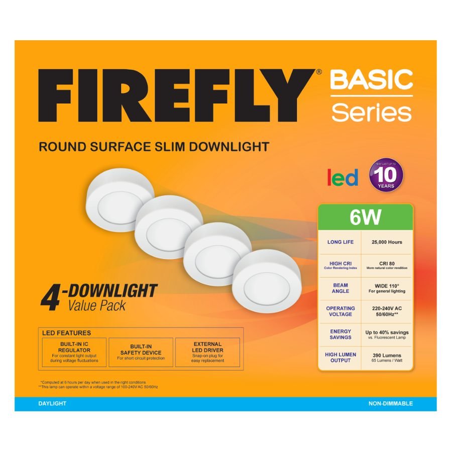 Firefly Firefly V40EDL2126 LED Downlight 4pcs. Value Pack Recessed Slim Ultra Th, Electrical Supply Lighting — Southend Phili
