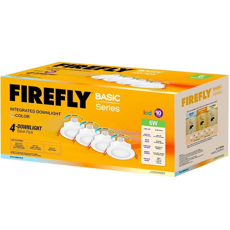 Firefly Firefly V40EDL22220 LED Downlight 3-Color Integrated 4pcs. Value Pack, Electrical Supply Lighting — Southend Philippi