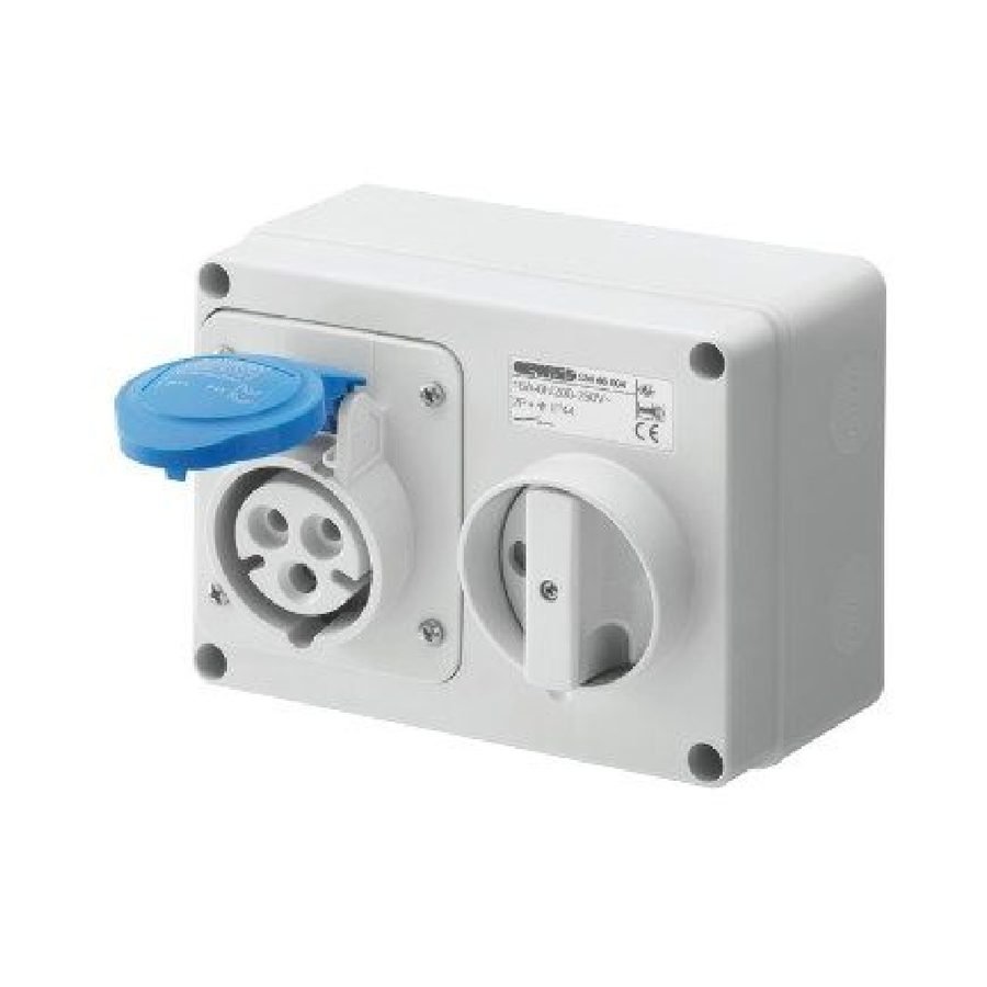 Gewiss – FIXED INTERLOCKED HORIZONTAL SOCKET-OUTLET – WITH BOTTOM – WITH, Electrical Supply Switches & Outlets — Southend Phi