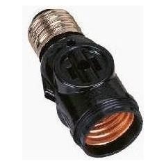 Omni Omni E27-702 Keyless Current Tap Socket With 2 Flat Pin Outlets 3A 250V, Electrical Supply Switches & Outlets — Southend