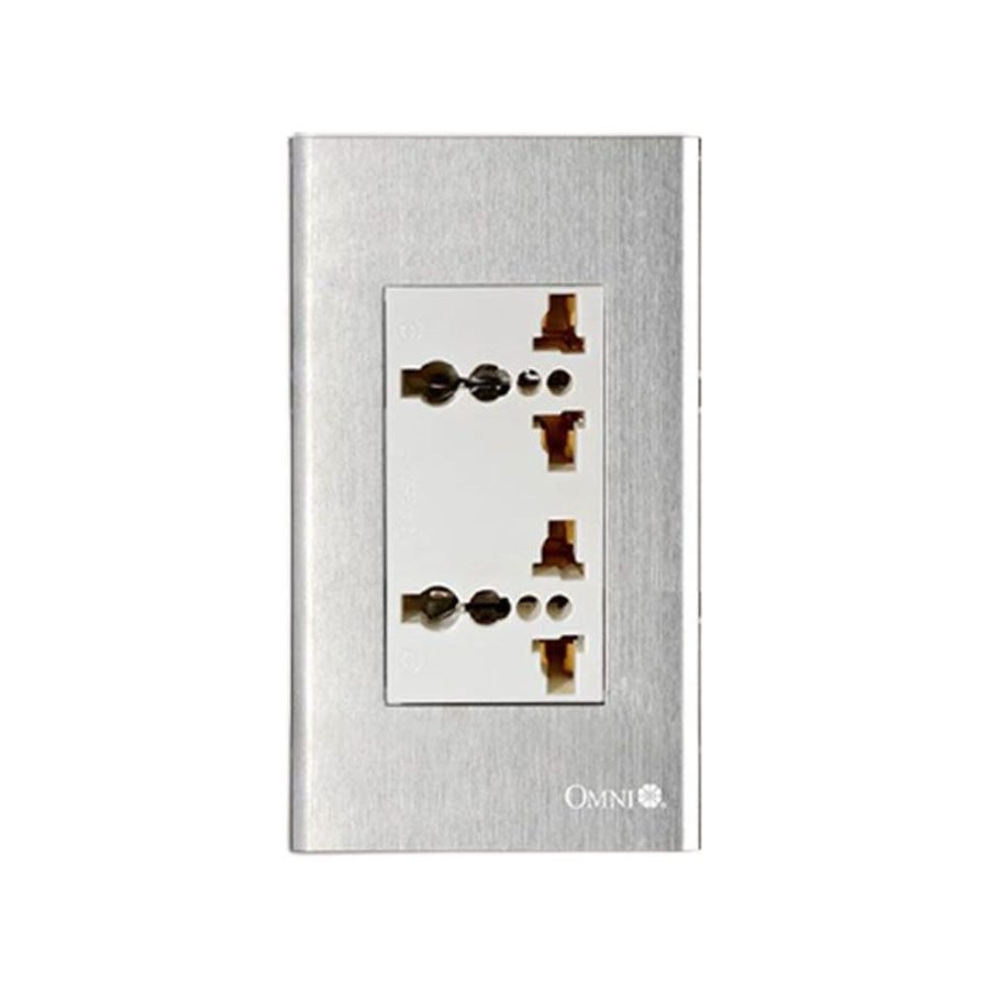 Omni Omni SP3-WU2 Duplex Universal Outlet W/ Ground In Stainless Plate 16A, Electrical Supply Switches & Outlets — Southend P