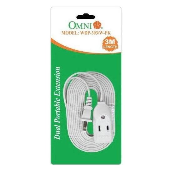 Omni Omni WDP-303-PK W/ Dual Portable Extension Cord Set 3meters Wire 1,000 6, Electrical Supply Wires & Cables — Southend Ph