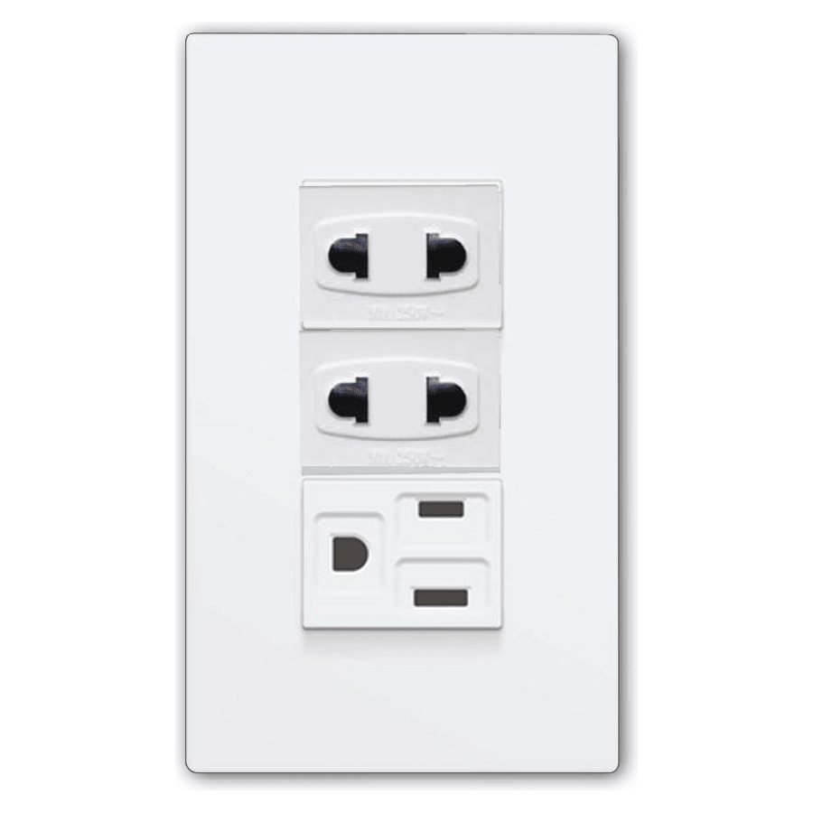 Powerhouse Powerhouse Electric 3 Gang Plate W/ Duplex Universal Outlet W/ Ground 1P, Electrical Supply Switches & Outlets — S
