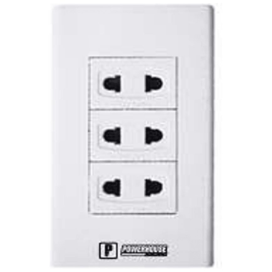 Powerhouse Powerhouse Electric 3 Gang Plate W/ Universal Outlet 3Pc, Electrical Supply Switches & Outlets — Southend Philippi