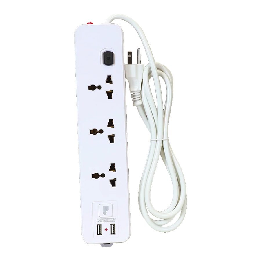 Powerhouse Universal Socket W/ USB Extension Cord With Single Switch
