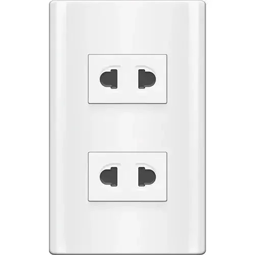 Royu Royu MDS113 2-Gang Universal Outlet Set 15A (Plano) [White], Electrical Supply Switches & Outlets — Southend Philippines
