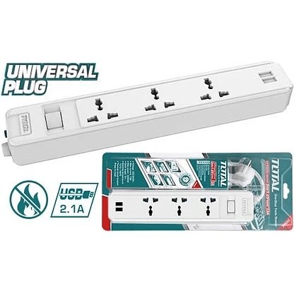 Total Total THES13041VSB 3-Way Extension Outlet Cord Set With 2 USB, Electrical Supply Switches & Outlets — Southend Philippi