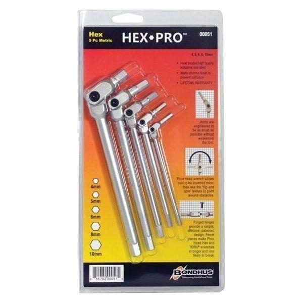 Bondhus 00050 Hex Pro™ Flexible Head Metric Hex Wrench Set 4-10mm, General Hardware Wrenches — Southend Philippines