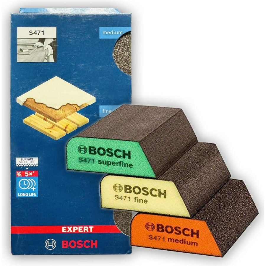 Bosch Bosch S471 3pcs Abrasive Sanding Pad / Foam Set (Flat & Edge), General Hardware Abrasives & Files — Southend Philippine