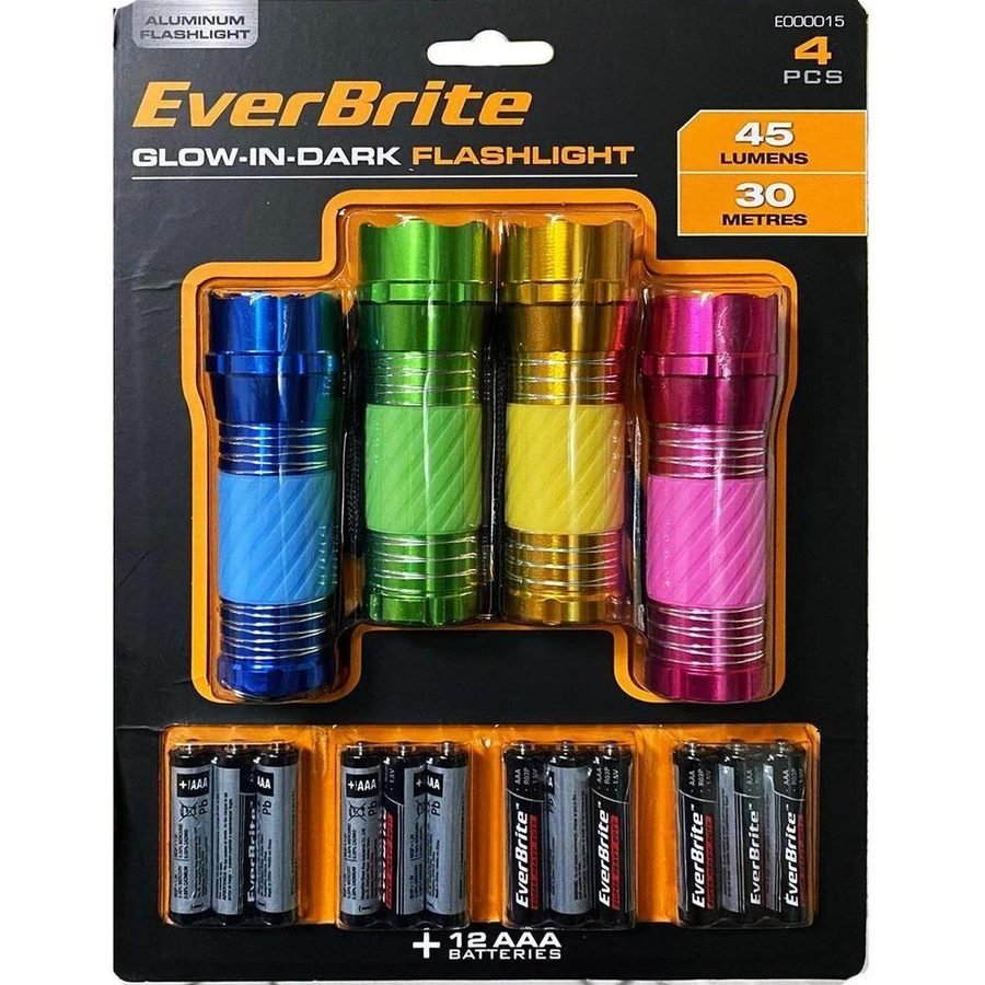 Everbrite E000015 4pcs Glow In The Dark Flashlight Set (45 Lumens | 30 M, General Hardware Flashlights & Worklights — Southen