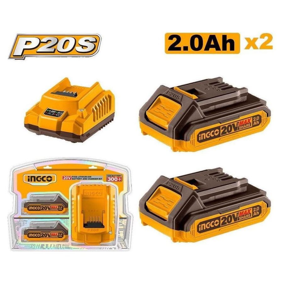 Ingco Ingco FBCPK1222 P20S Li-Ion Battery And Charger Kit, General Hardware Batteries & Chargers — Southend Philippines