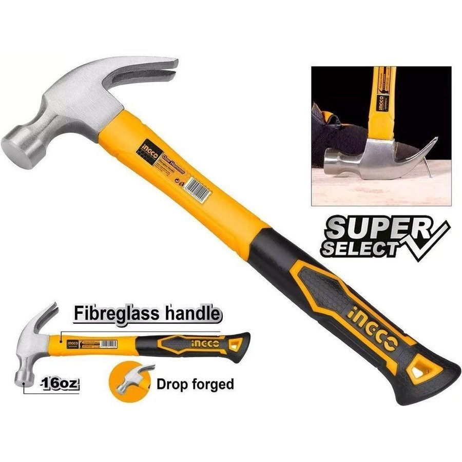Ingco Ingco HCHS8016 Claw Hammer 16oz (SS), General Hardware Hammers & Chisels — Southend Philippines