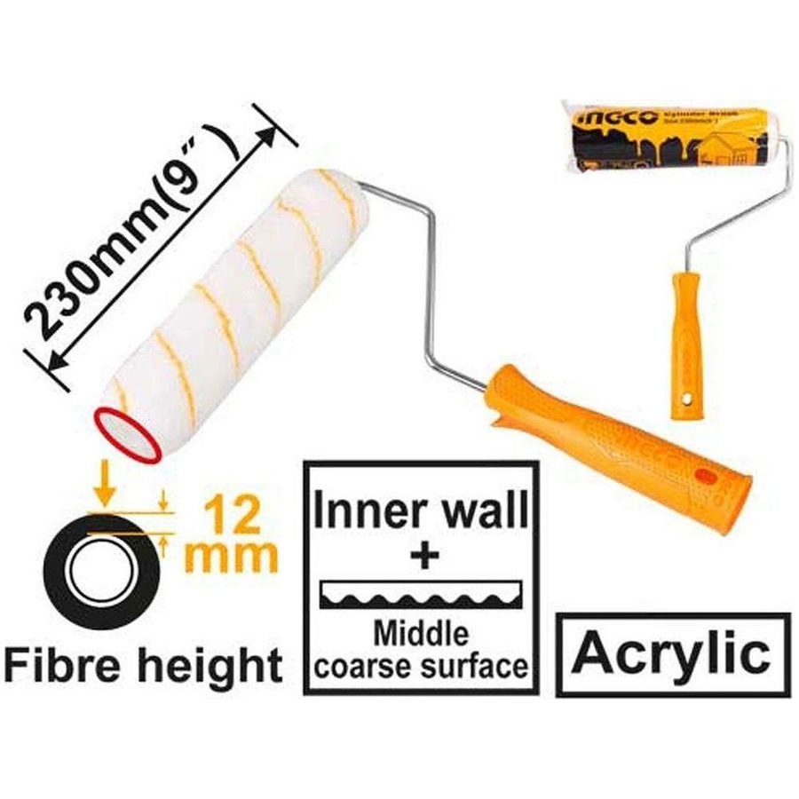 Ingco Ingco HRHT042301 Acrylic Paint Roller Inner Wall 9" Cylinder Brush, General Hardware Brushes & Cleaning — Southend Phil