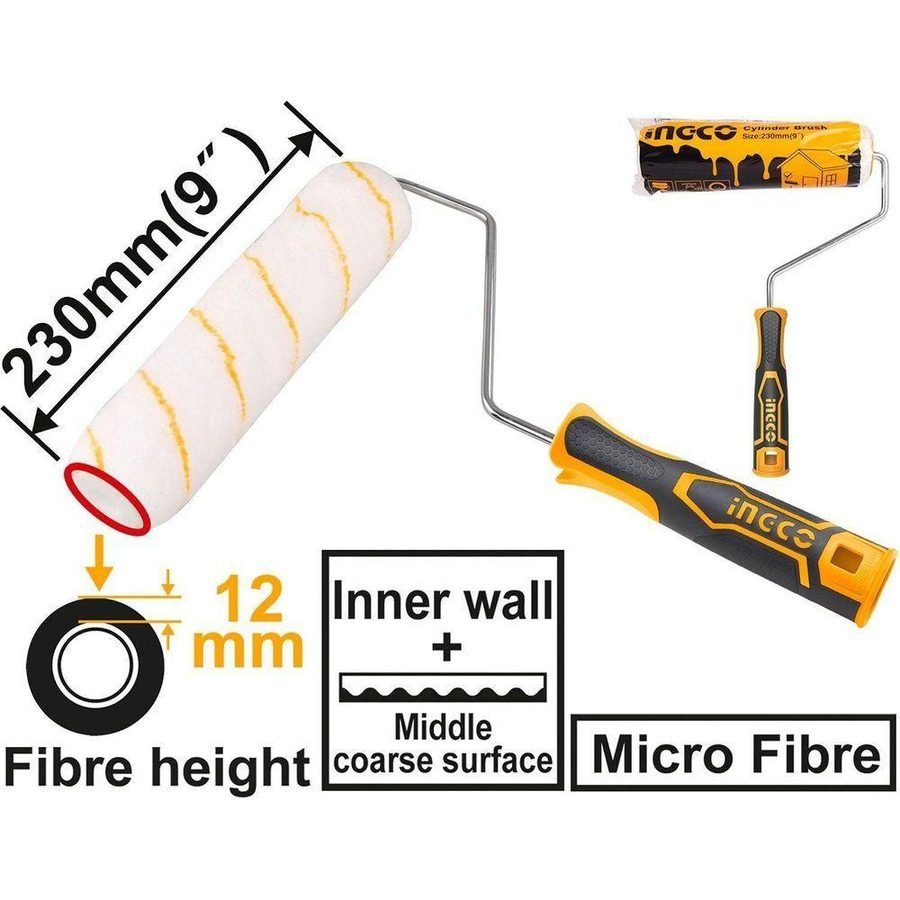 Ingco Ingco HRHT042301D Micro Fiber Paint Roller Inner Wall 9" Cylinder Brush, General Hardware Brushes & Cleaning — Southend