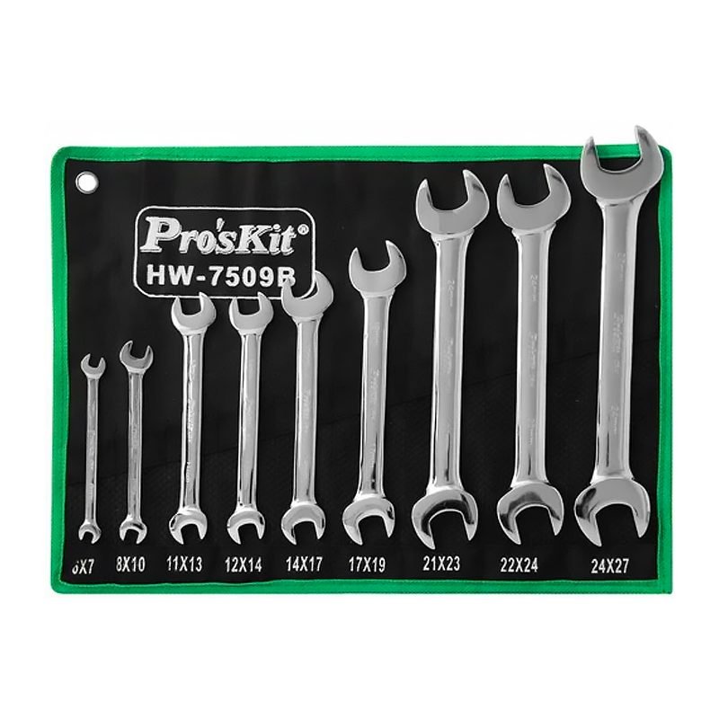 Pro'SKit Pro'SKit HW-7509B 9pcs Chrome Vanadium Steel Double Open Wrench Set, General Hardware Wrenches — Southend Philippine