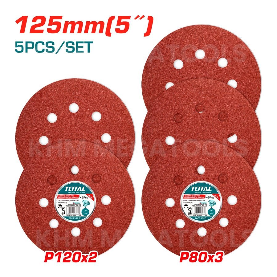 Total Total TAC731251 Velcro Sanding Disc 5" (5pcs), General Hardware Abrasives & Files — Southend Philippines