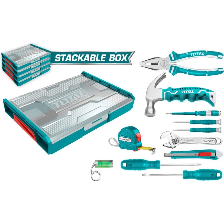 Total Total THKTV02H111 11pcs Hand Tools Set With Stackable Tool Box, General Hardware Tool Storage — Southend Philippines