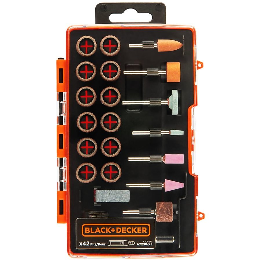 Black & Decker A7236-XJ Rotary Die Grinder Accessory Set 42 Pcs, Power Tools Grinders — Southend Philippines