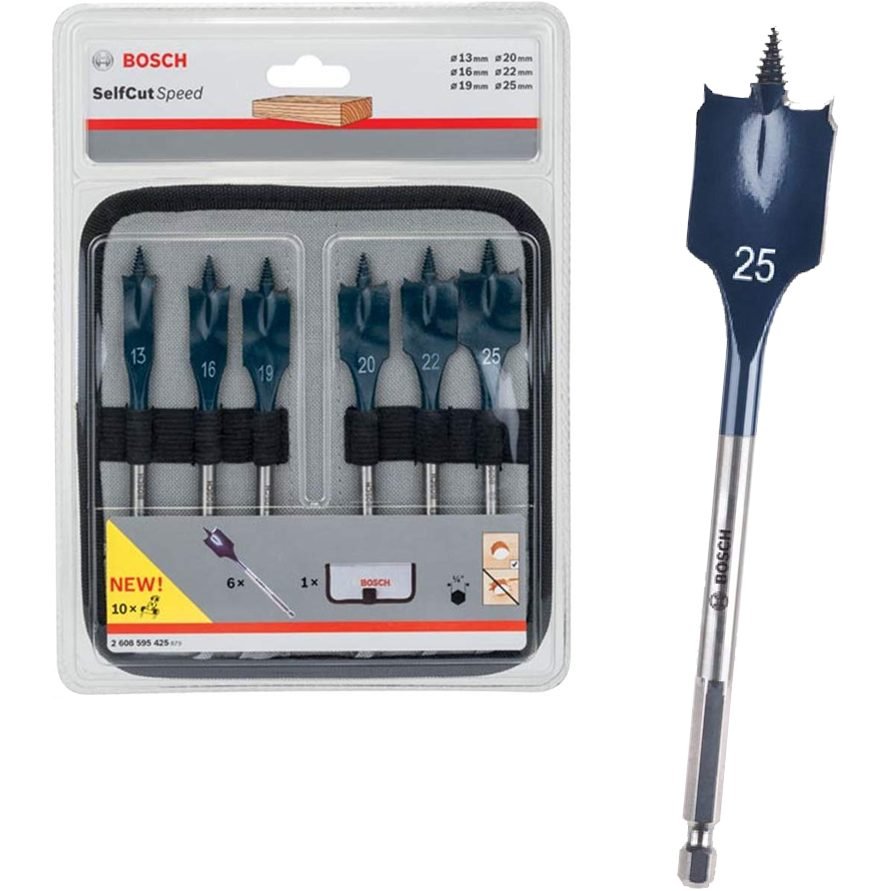 Bosch Bosch Elf Cut Speed Spade Bit Set 6 Pcs (13/16/19/20/22/25mm) (260859542, Power Tools Bits & Blades — Southend Philippi
