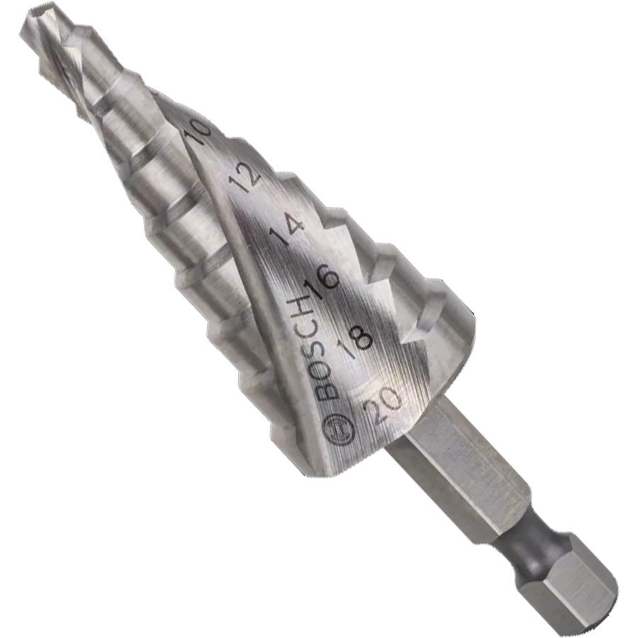 Bosch Bosch PRO HSS Step Drill Bit 9 Steps 4-20mm Hex Shank 1/4" (2608597524), Power Tools Bits, Blades & Discs — Southend Ph
