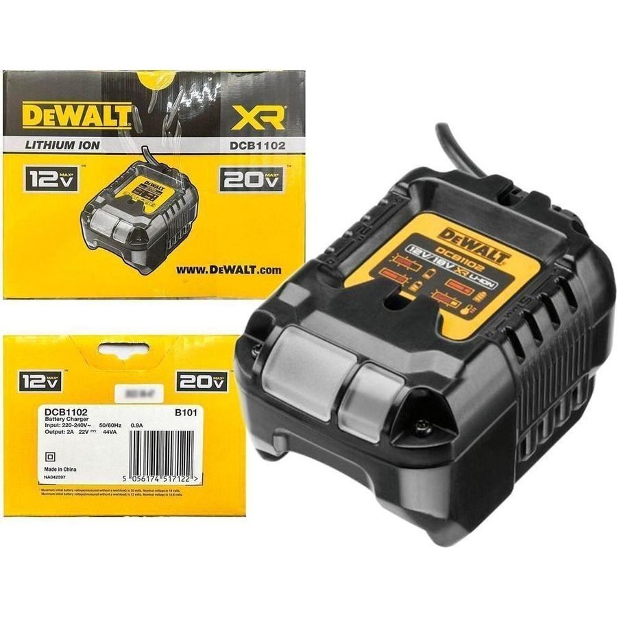 DeWalt Dewalt DCB1102 12V/20V Multi Voltage Li-Ion Compact Battery Charger, Power Tools Batteries & Chargers — Southend Phili
