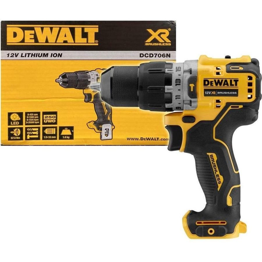 DeWalt Dewalt DCD706N 12V Cordless Hammer Drill 10mm (Bare), Power Tools Drills & Drivers — Southend Philippines