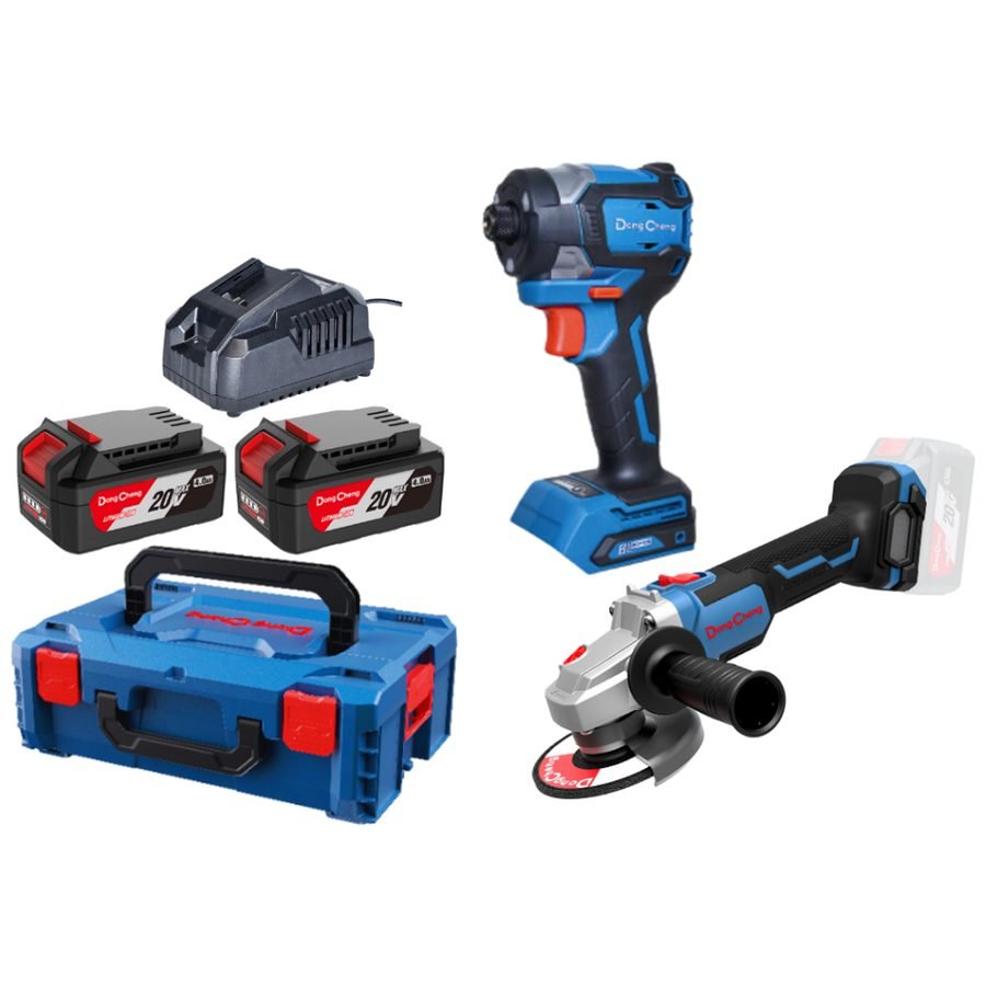 Dong Cheng DCKIT27EK Cordless BL Grinder And Impact Drill Combo Kit 20V , Power Tools Grinders — Southend Philippines