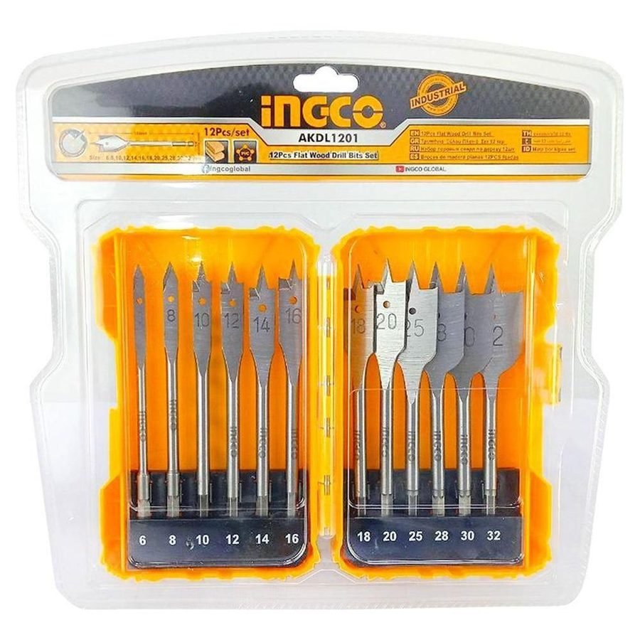 Ingco Ingco AKDL1201 12pcs Flat Wood Drill Bits Set, Power Tools Drills & Drivers — Southend Philippines