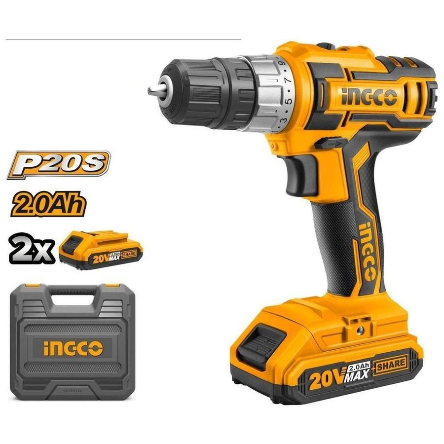 Ingco Ingco CDLI200215 20V Cordless Li-Ion Cordless Drill 20V SS, Power Tools Drills & Drivers — Southend Philippines