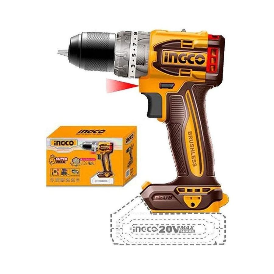 Ingco Ingco CIDLI206021 Li-Ion Compact Impact Drill Brushless 20V, Power Tools Drills & Drivers — Southend Philippines