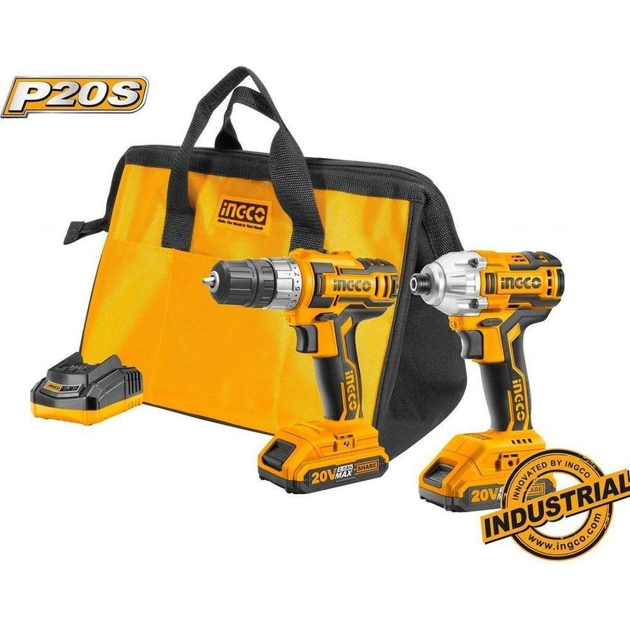 Ingco Ingco CKLI2006 20V Li-Ion Cordless 2pc Combo Kit: Drill & Driver, Power Tools Drills & Drivers — Southend Philippines