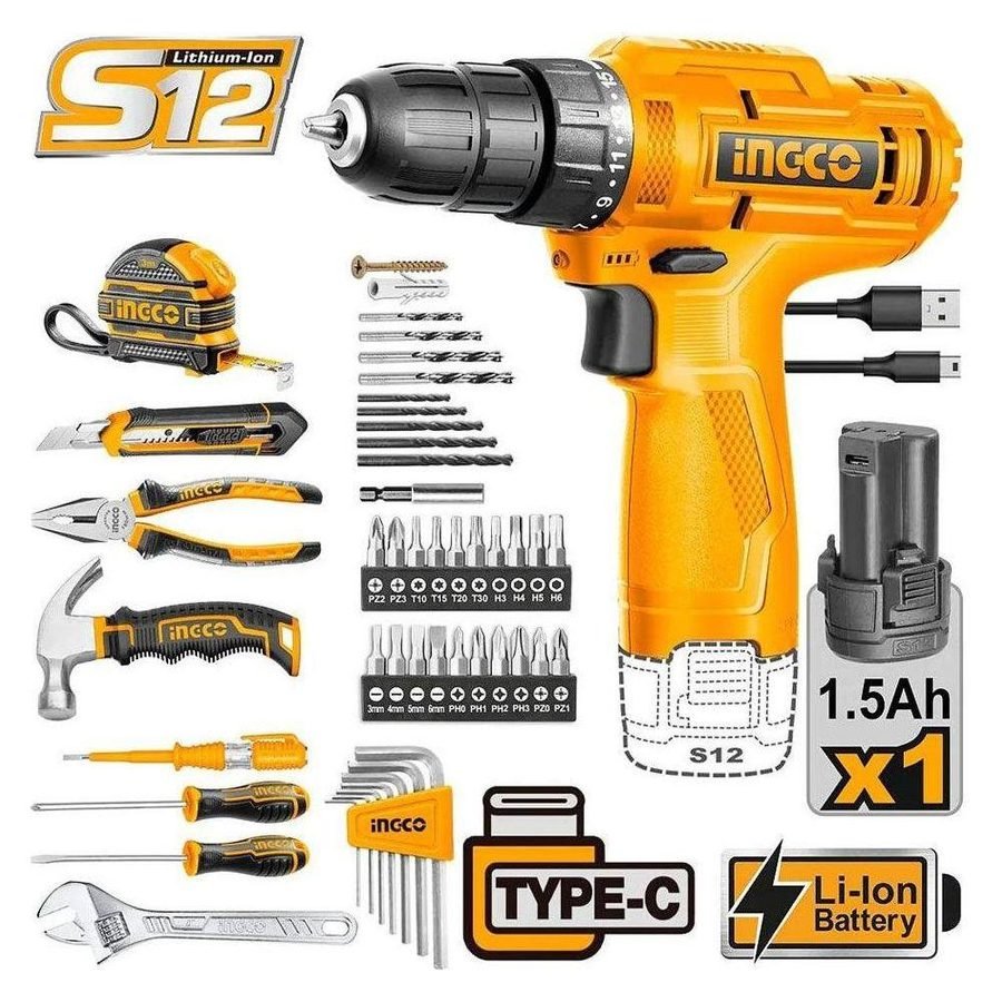 Ingco Ingco HKTHP10891 Cordless Drill 89 Pcs Tools Set, Power Tools Drills & Drivers — Southend Philippines