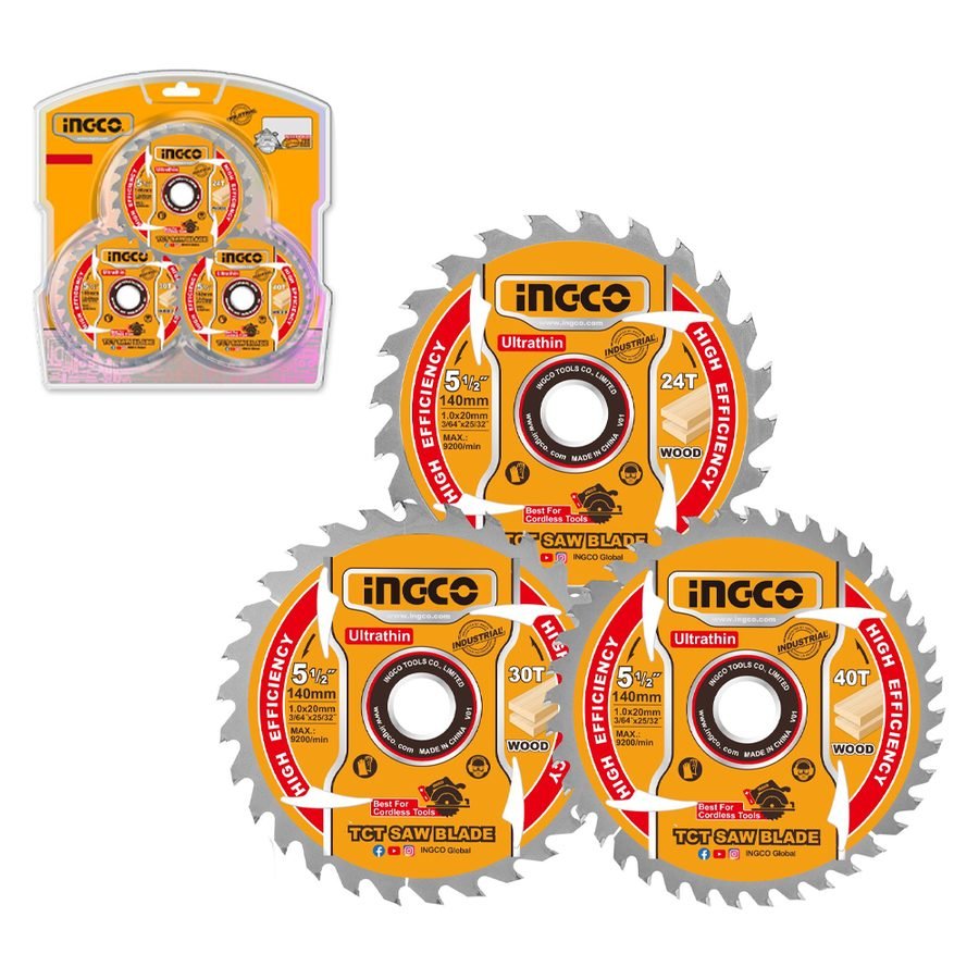 Ingco Ingco TSB4003 TCT Circular Saw Blade For Wood Set 5-1/2" 3 Pcs (Ultra-Th, Power Tools Saws — Southend Philippines