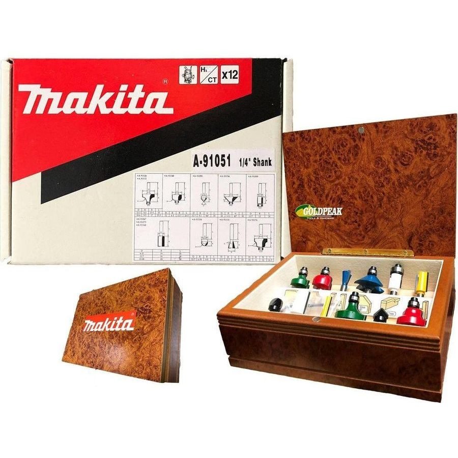 Makita Makita Router Bit Set (A-91051) 12pcs, Power Tools Routers & Planers — Southend Philippines