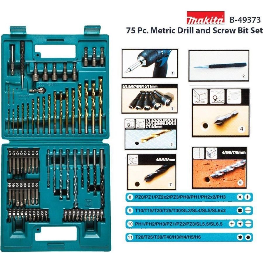 Makita Makita B-49373 75 Pc. Metric Drill And Screw Bit Set, Power Tools Drills & Drivers — Southend Philippines