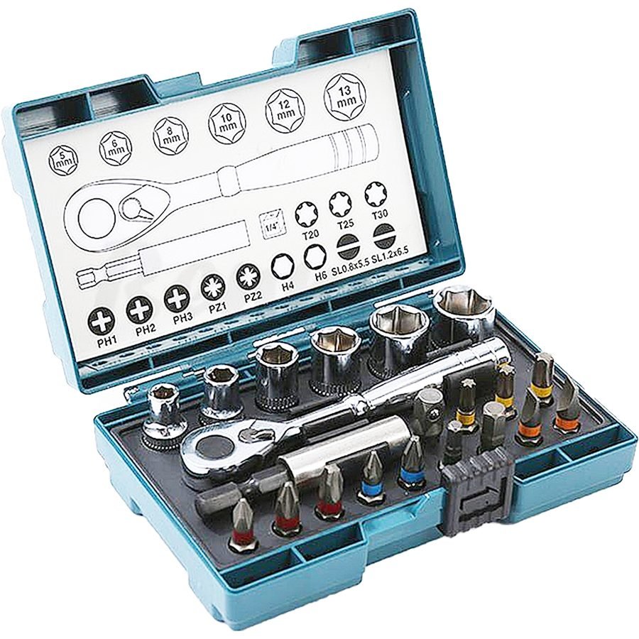 Makita Makita B-54081 Screw Bit & Socket Set With Ratchet Handle 21pcs, Power Tools Bits & Blades — Southend Philippines