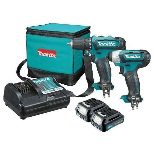 Makita Makita CLX201 12V Combo Kit [CXT-Series] (Cordless Impact Driver + Drill, Power Tools Drills & Drivers — Southend Phil