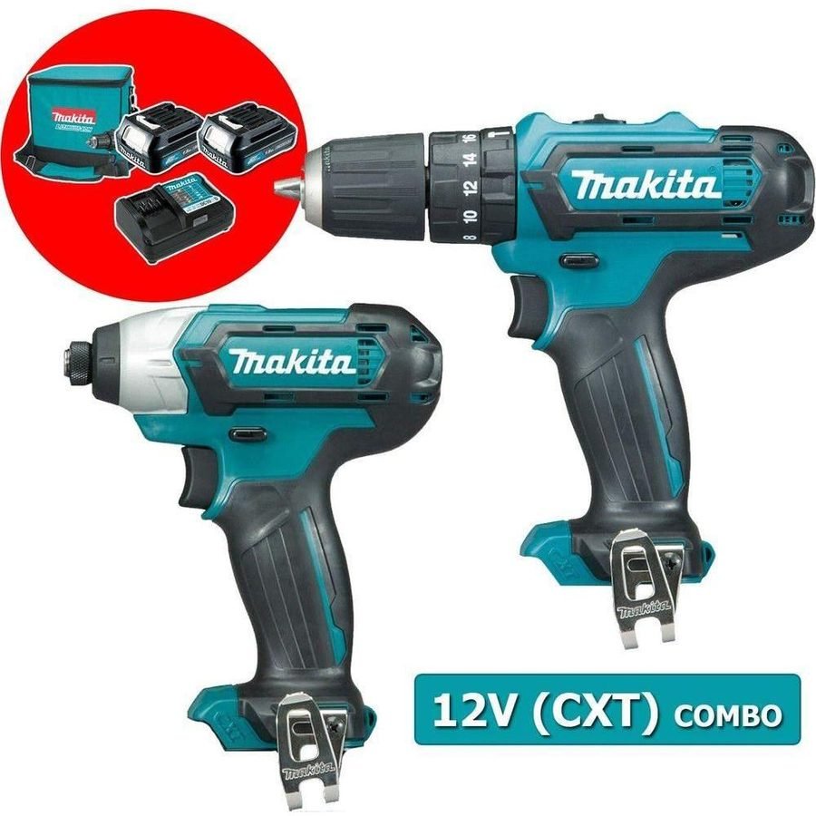 Makita Makita CLX202 12V (CXT-Series) Cordless Combo Kit (Impact Driver - Hamme, Power Tools Drills & Drivers — Southend Phil