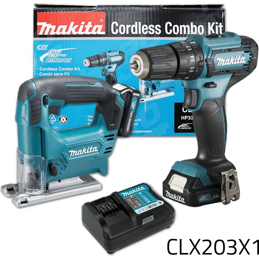 Makita Makita CLX230X1 12V Cordless Combo Kit (CXT-Series) [Jigsaw + Hammer Dri, Power Tools Saws — Southend Philippines