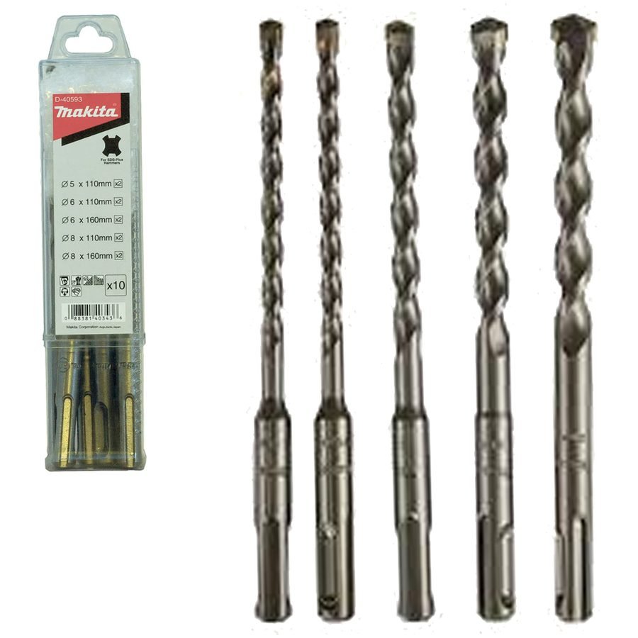 Makita Makita D-40593 SDS-Plus Masonry Drill Bit Set 10 Pcs, Power Tools Rotary & Demolition — Southend Philippines