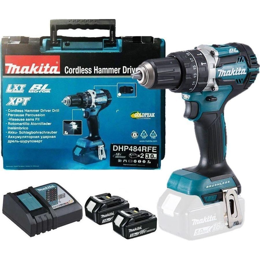 Makita Makita DHP484RFE Cordless Brushless Hammer Drill (LXT-Series), Power Tools Drills & Drivers — Southend Philippines