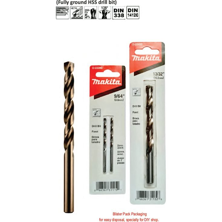 Makita Makita HSS-Co Metal Drill Bit (Cobalt) [Blister Pack], Power Tools Drills & Drivers — Southend Philippines