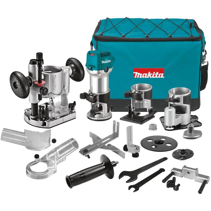 Makita Makita RT0702CX3 Palm Router / Trimmer Kit + Attachments 1/4" 710W, Power Tools Routers & Planers — Southend Philippin