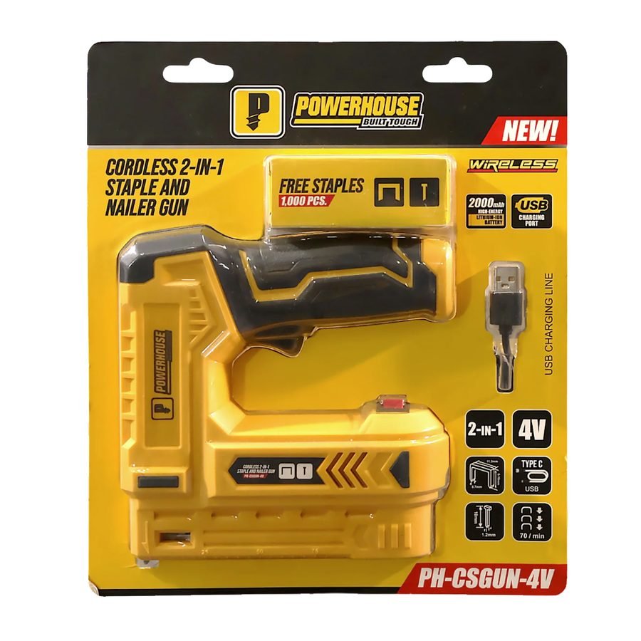 Powerhouse PH-CSGUN-4V Cordless 2-In-1 Staple And Nailer Gun